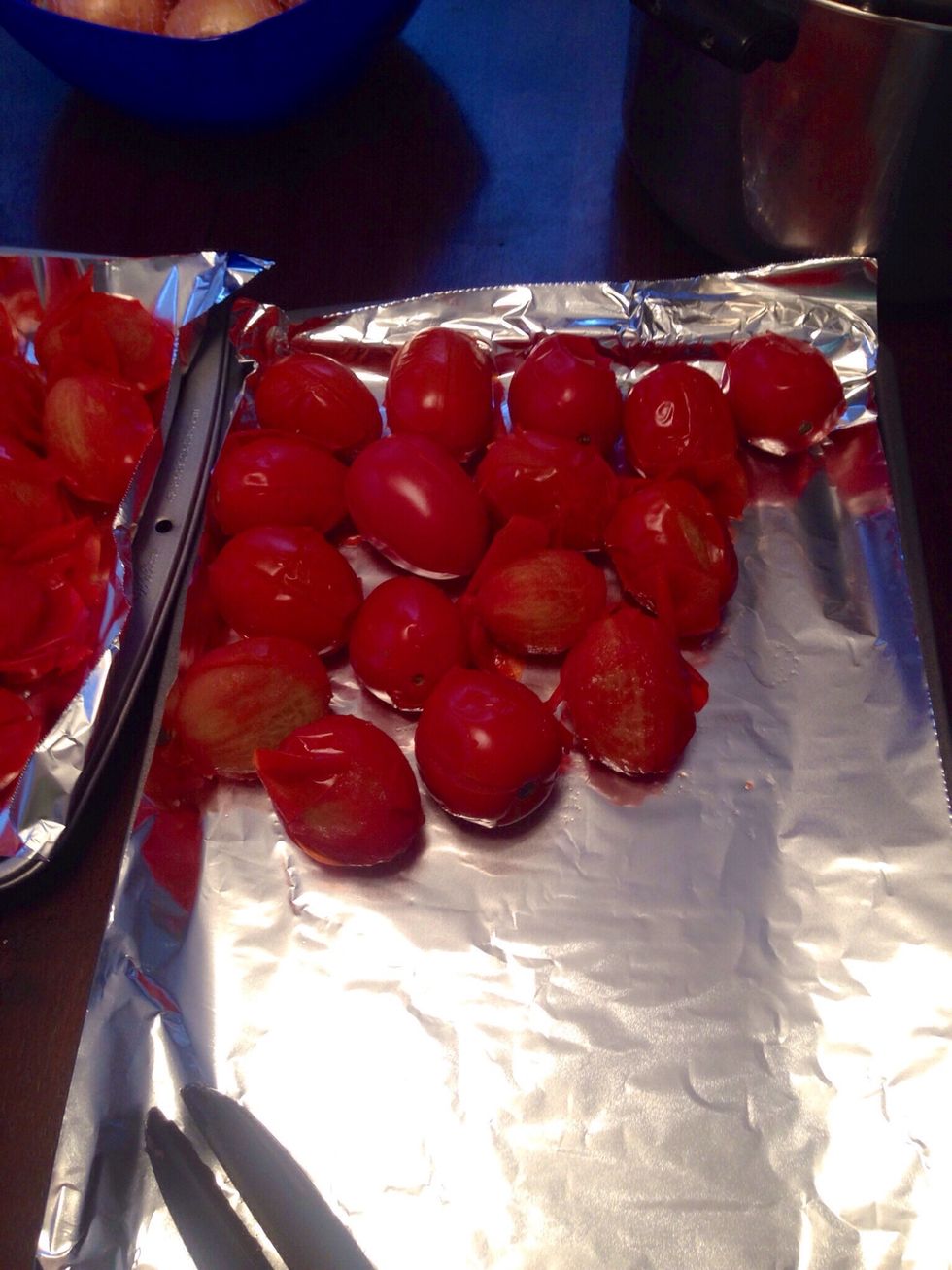As you can see here, these tomatoes are ready for peeling.