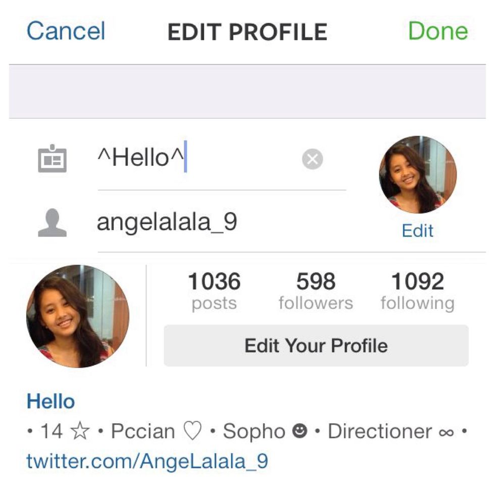 As you can see on the upper picture, I typed ^Hello^, and on the lower picture, is the result.