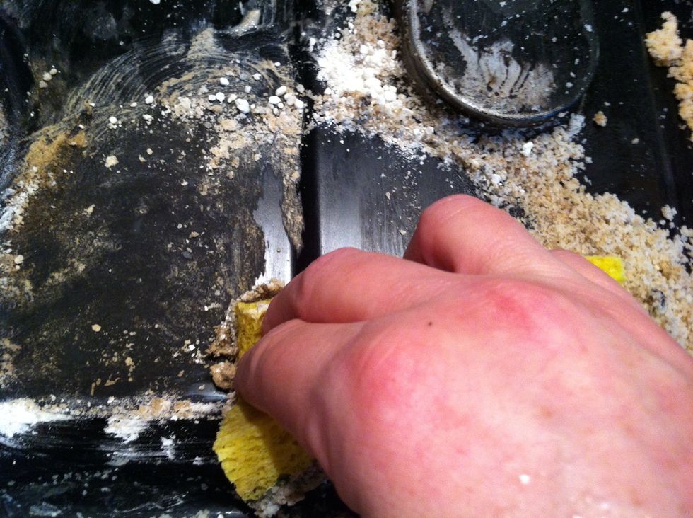 As you can see the corner was just grease and wipes clean.