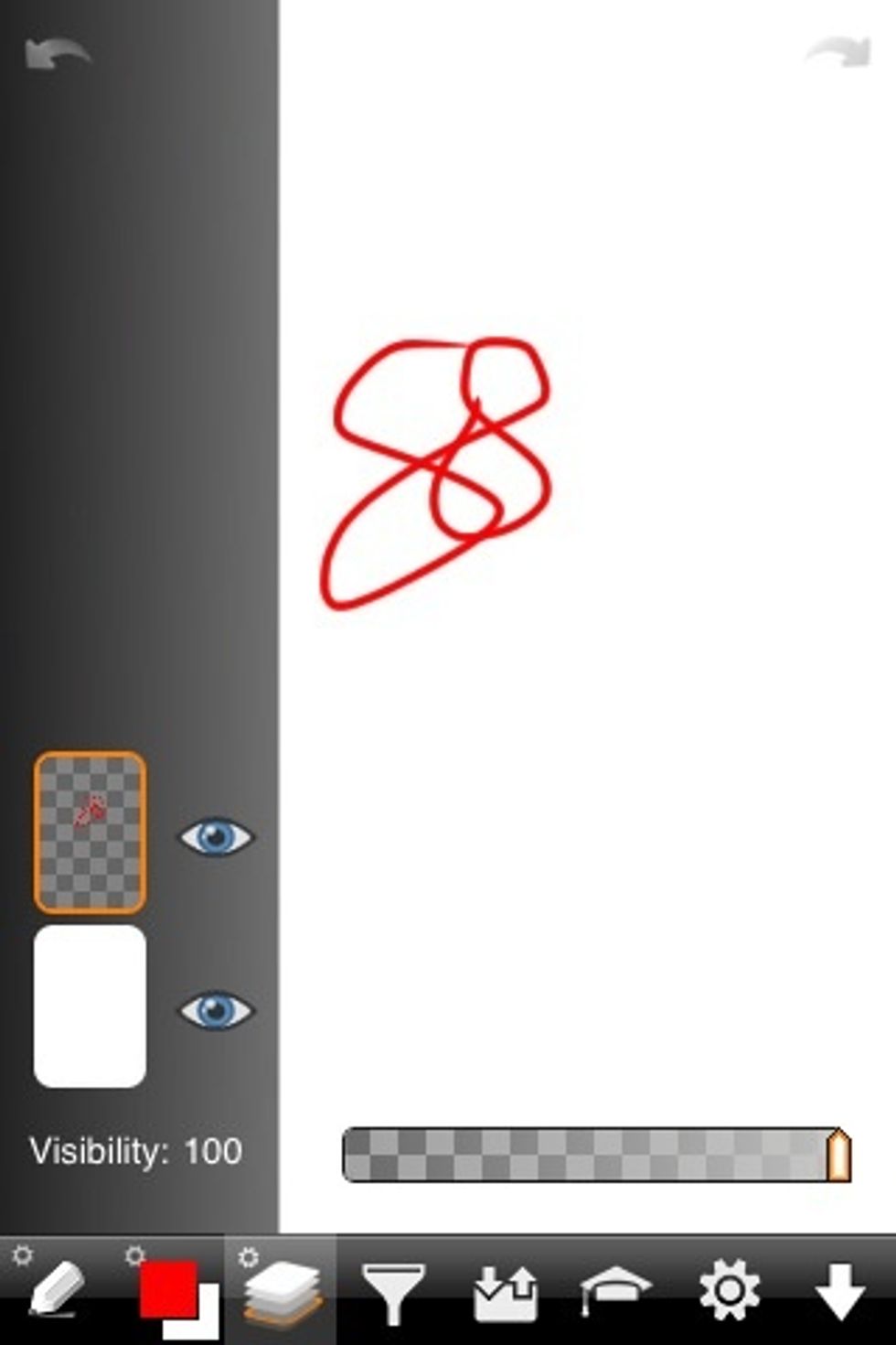 As you can see the drawing is placed on the top transparent layer because that's the layer that's selected (outlined in orange when selected in ArtStudio app).