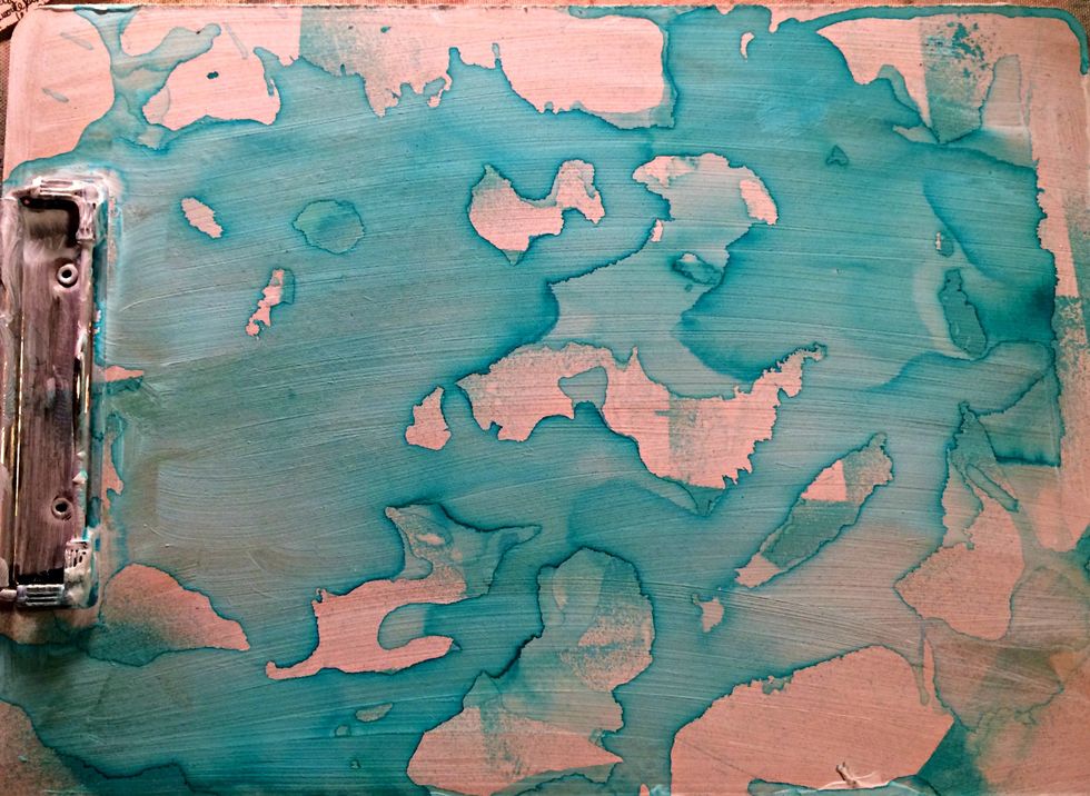As you can see this creates a very cool water color affect and its very random...from here you are going to start adding your flowers and vintage pieces in the manner in which you like...