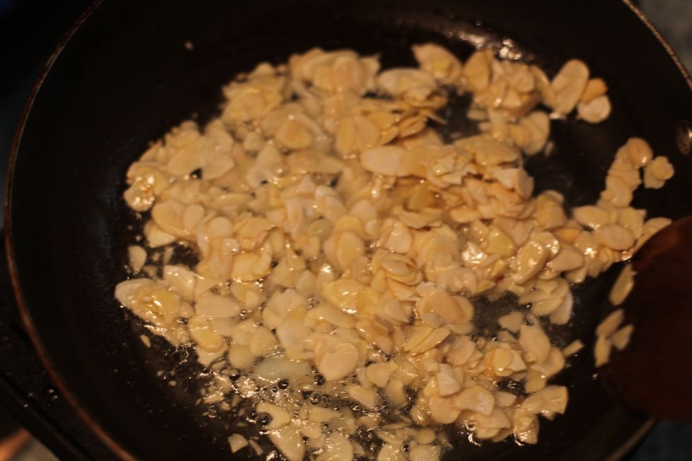 As you can see, we haven't fried the almonds too much. We just want a light golden brown.