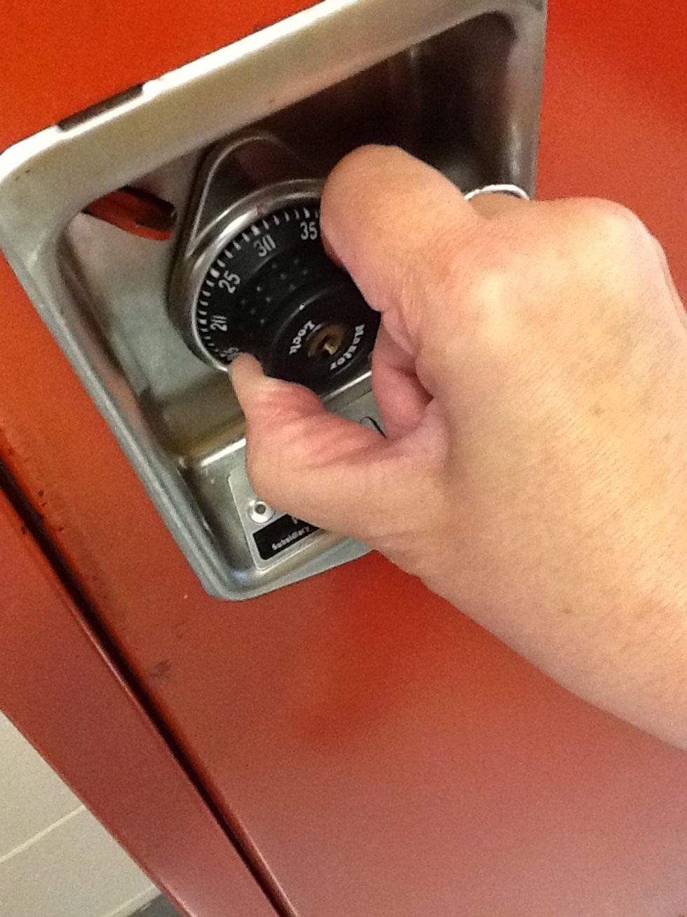 As you finish your turn to the left stop exactly at your second number. In this case, 31.