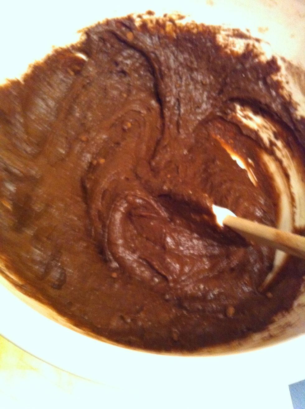 As you mix , the batter will get very chocolately