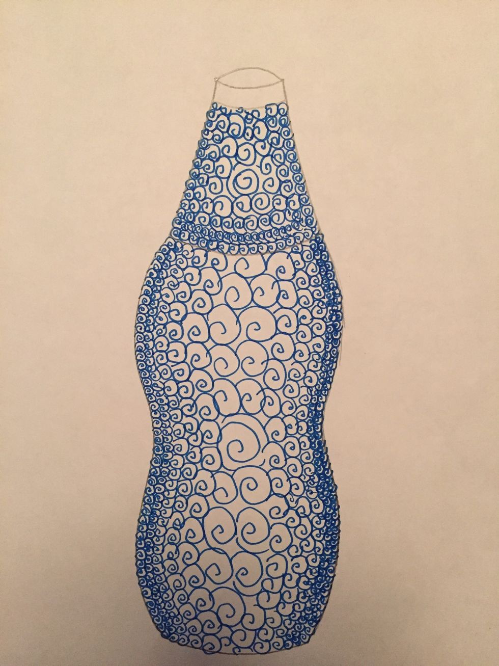 As you move towards the center of the neck, slowly draw your shapes or symbols bigger.