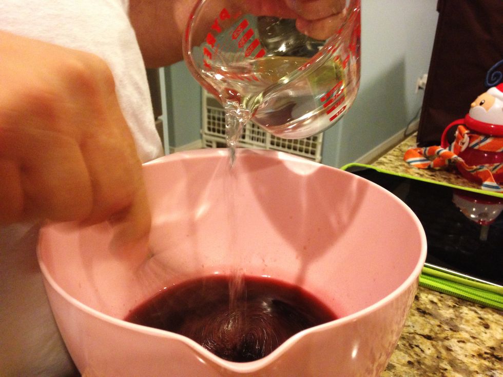 As you pour the ICE COLD water whisk, whisk, whisk!