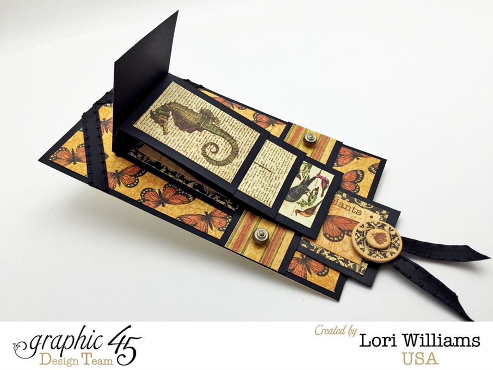As you pull the ribbon down the images will flip to reveal the next one underneath.  This is such a fun and interactive card to make.