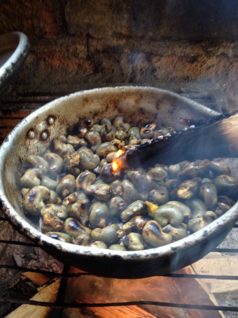 As you stir the shell releases this Biofuel that rages when lit. The flame is very strong so be careful. A deeper Pot would be safer than what I used.