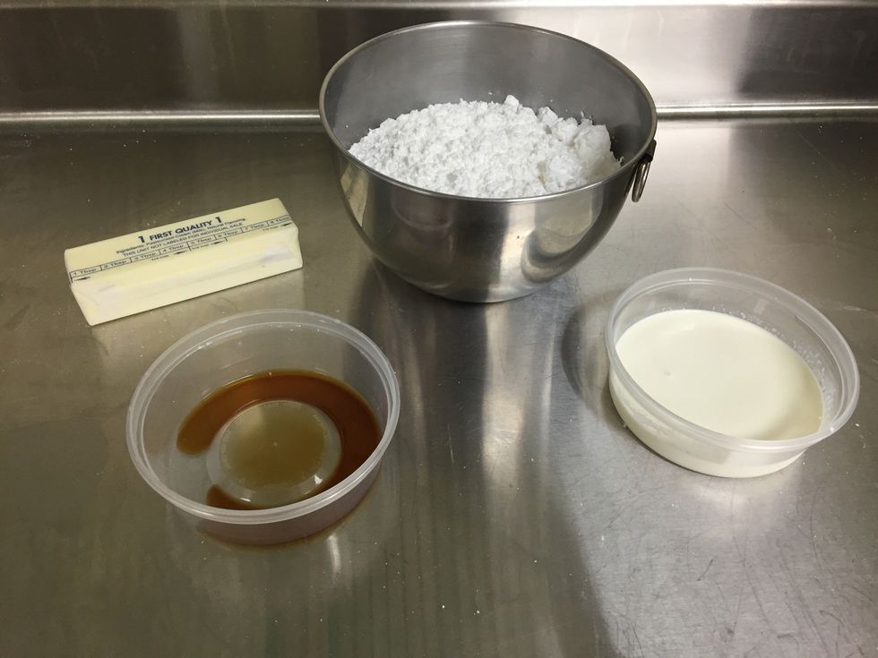 Assemble ingredients needed pt.2 (Pictured is the icing ingredients)