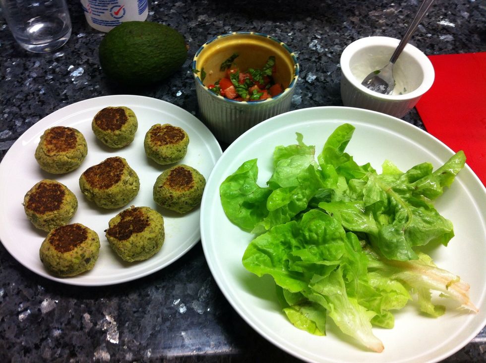 Assemble the salad adding in some avocardo