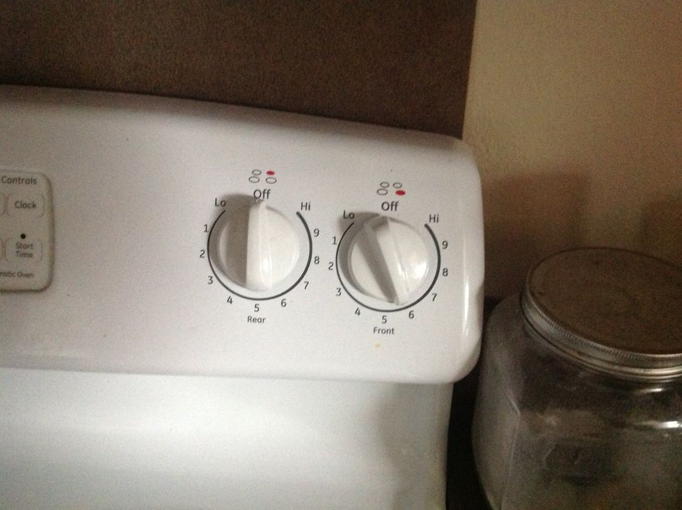 At a boil, turn the water down to a simmer.