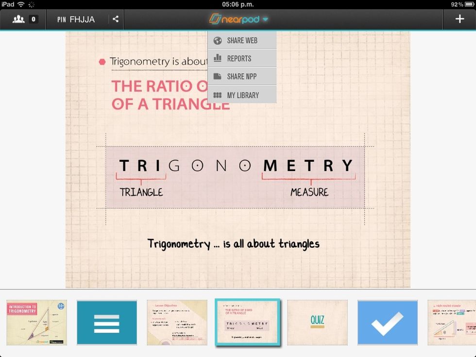 At any time, choose the Share Web feature from the Nearpod menu.