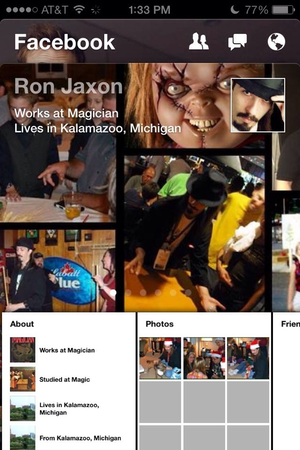 At any time you're in a Facebook section. You can find your notifications, chat and friend request menu by sliding the upper half of the screen down.