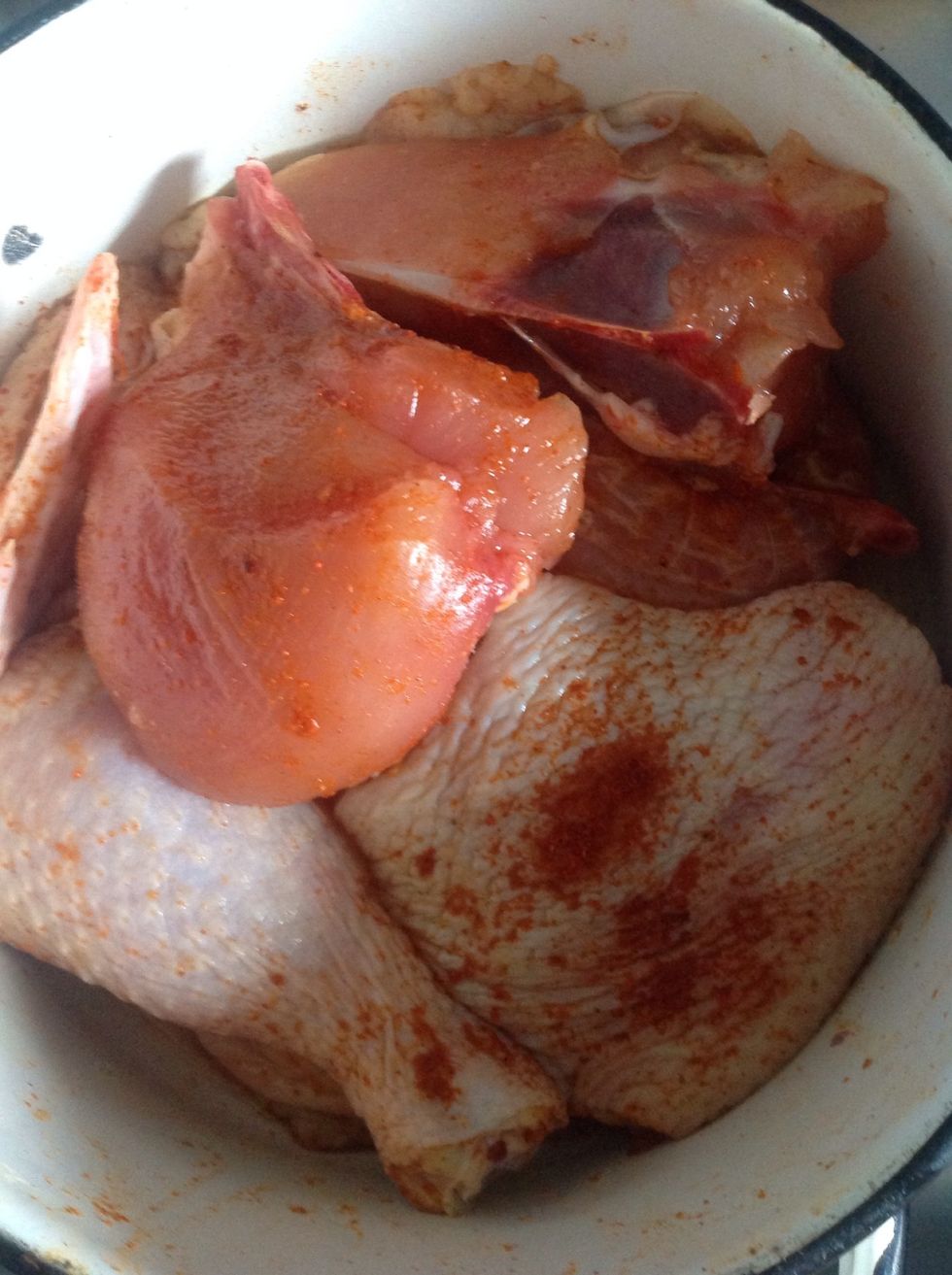 At first we need to salt and pepper it