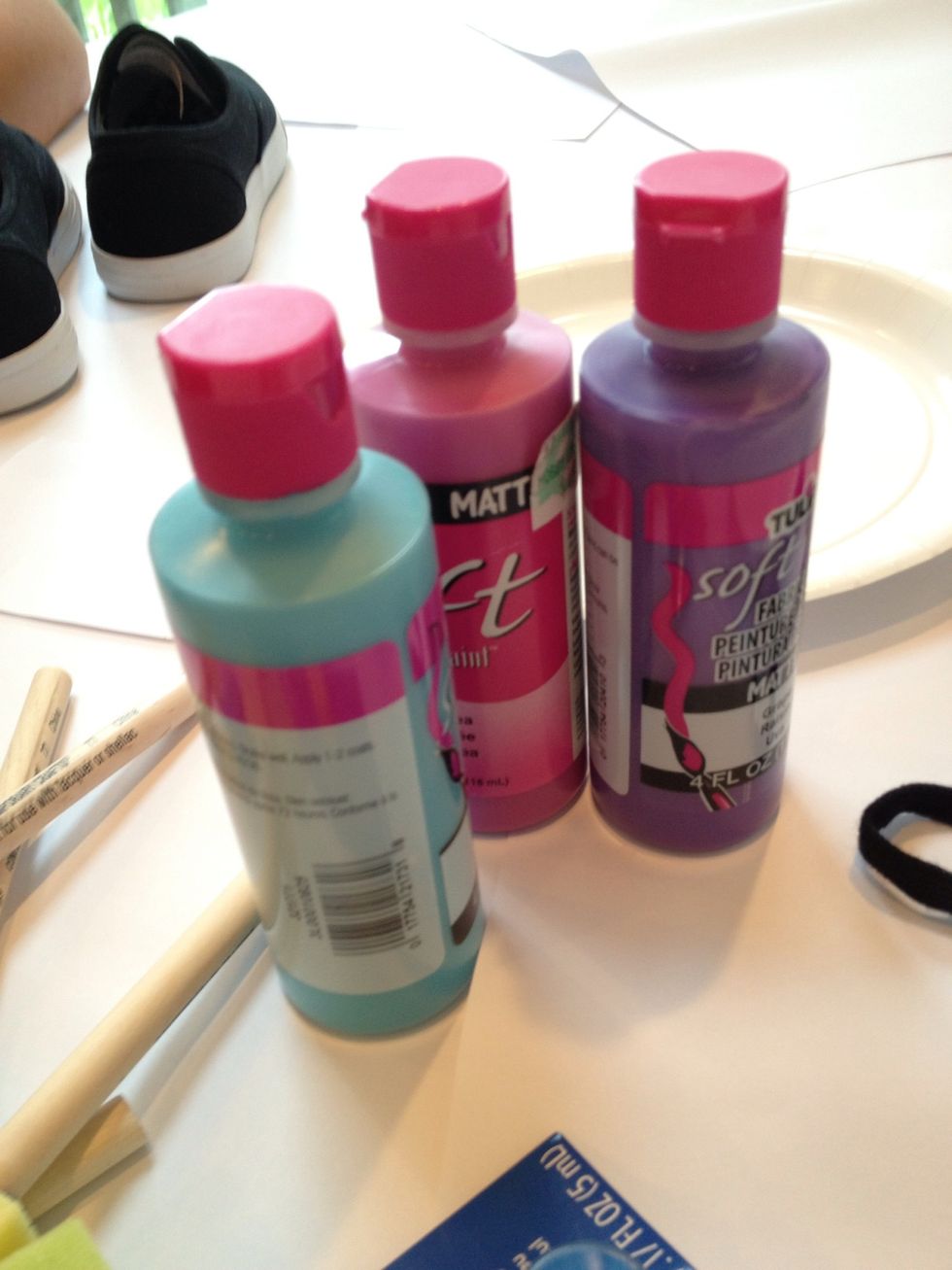 At least three fabric paint colors (you will also need white)