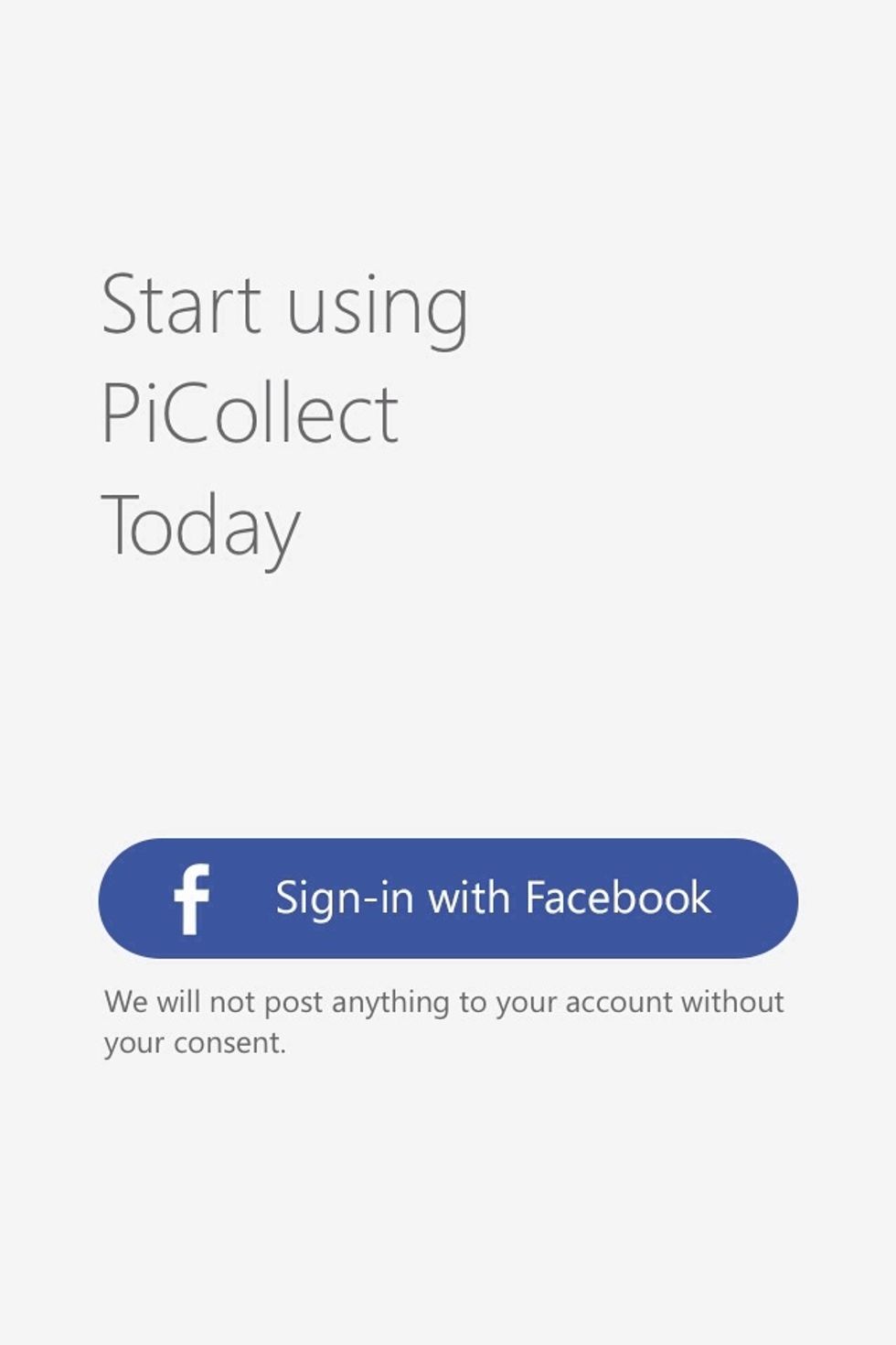 At startup screen, Touch the button to sign in your Facebook account