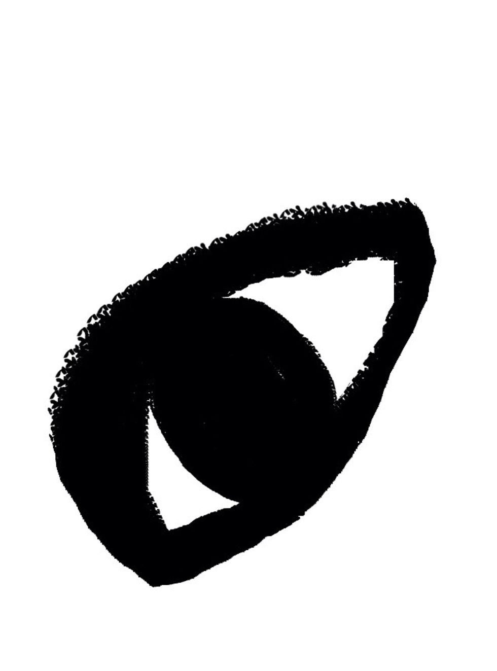 At the black pupil. Fill it in whole, this eye doesn't have highlights