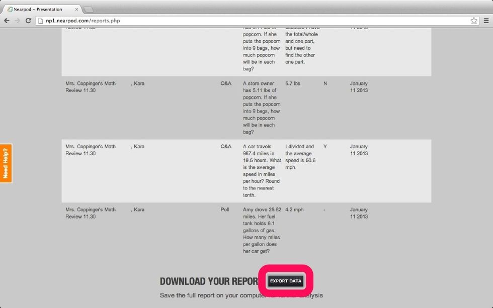 At the bottom of the page you can export the data by downloading the report and saving as an Excel document.