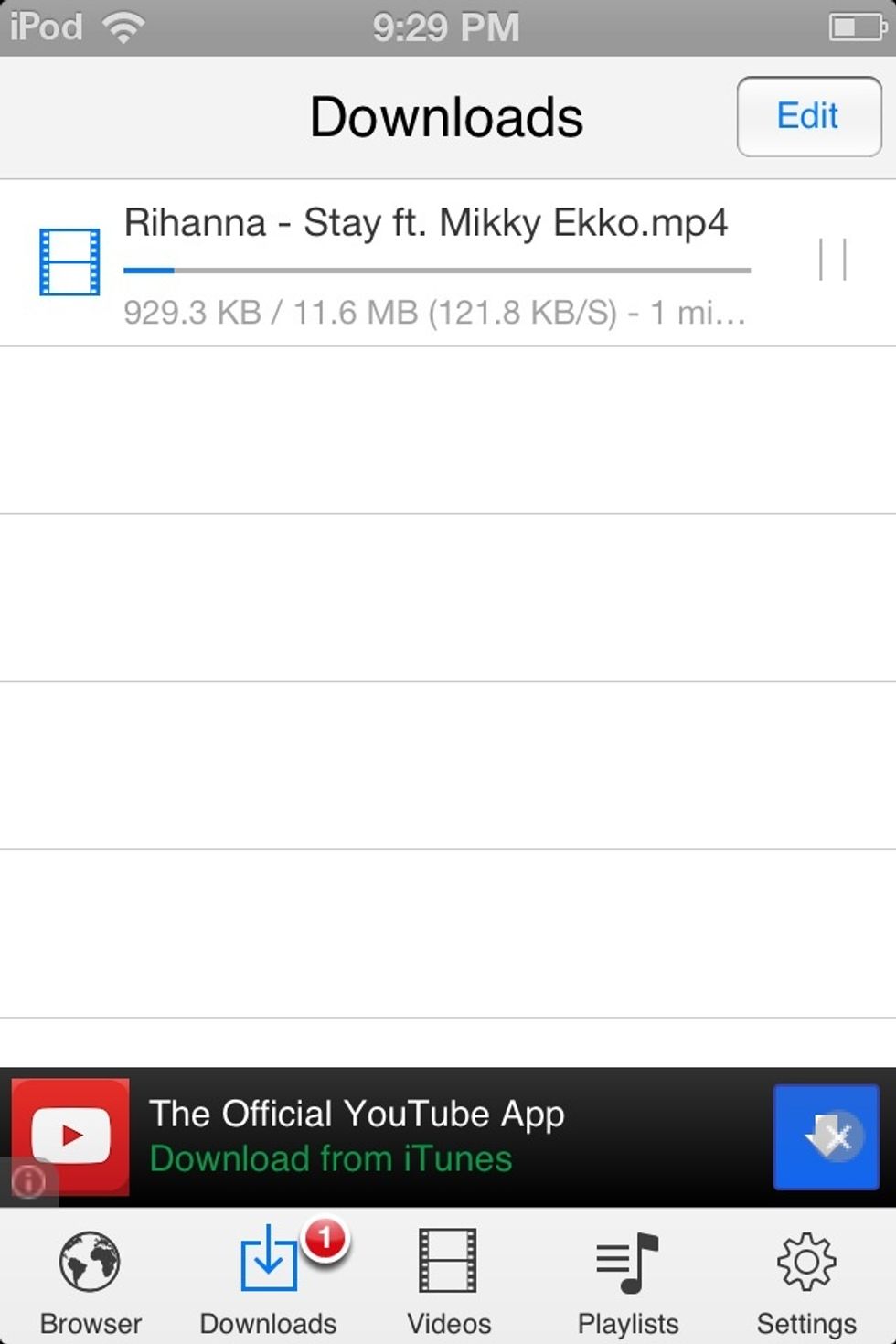 At the bottom you will see 5 boxes. Press on the second one if you want to see it download