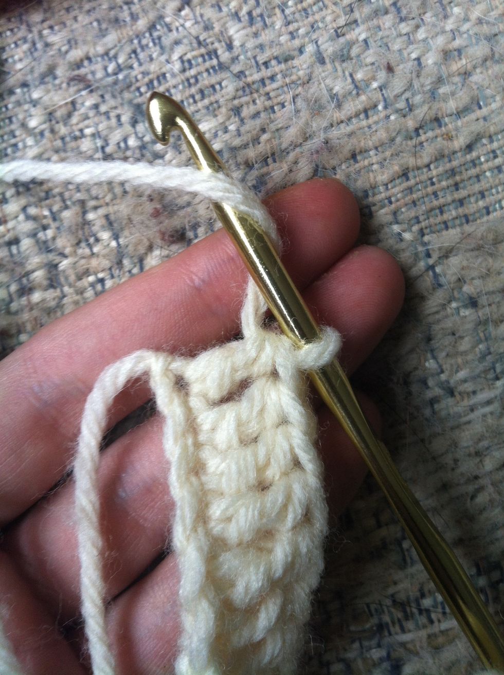 at the end of the row chain 3. (yarn around and pull through the loop on your hook... 3 times)