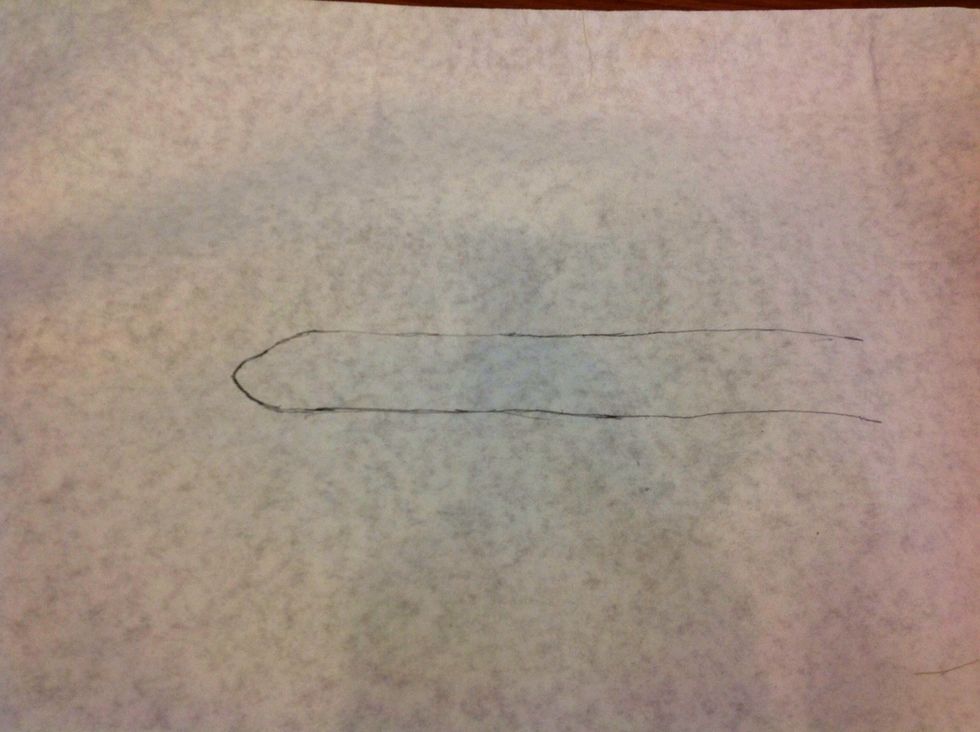 At the front end of the 2 lines draw an airplane nose similar to the one you see in the picture above.