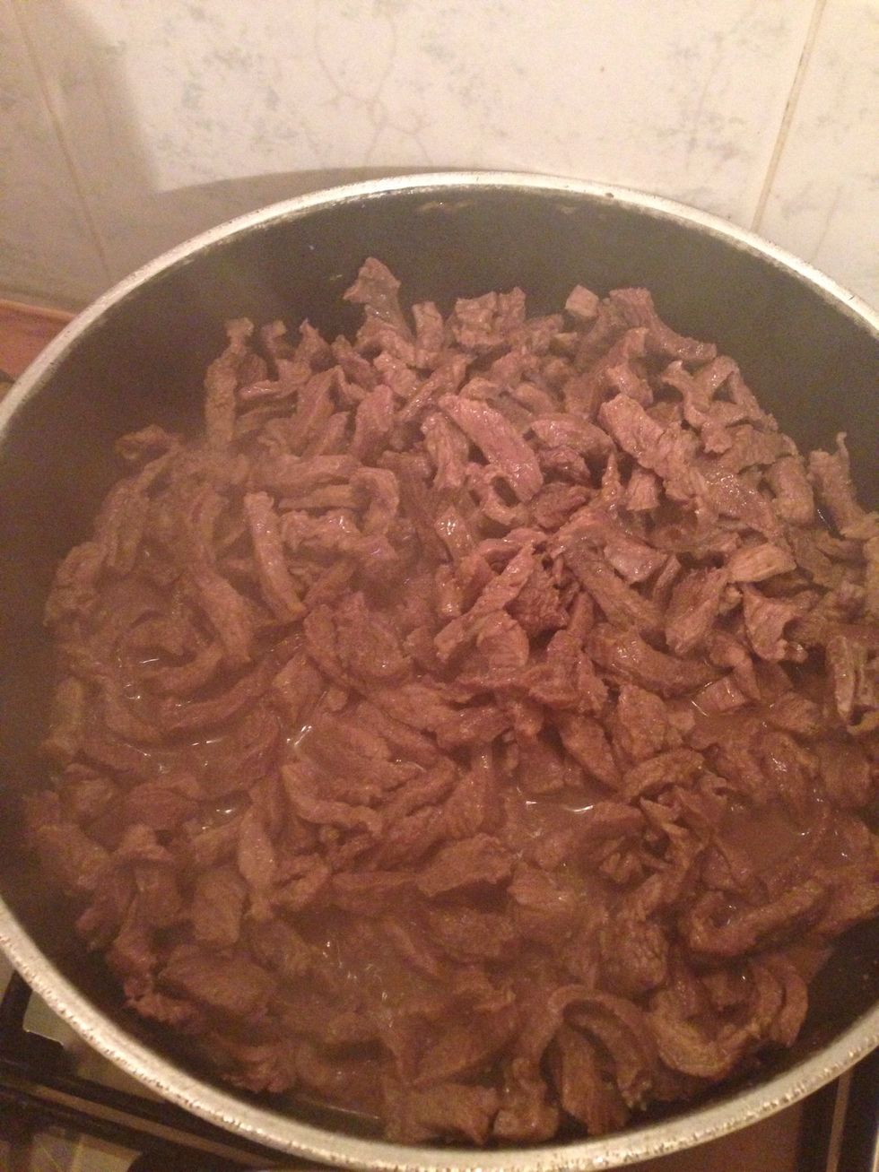 At the juice of the beef gets reduced season with salt and pepper