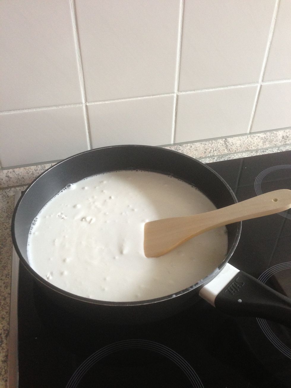 At the mean time, bring your coconut milk to boil!