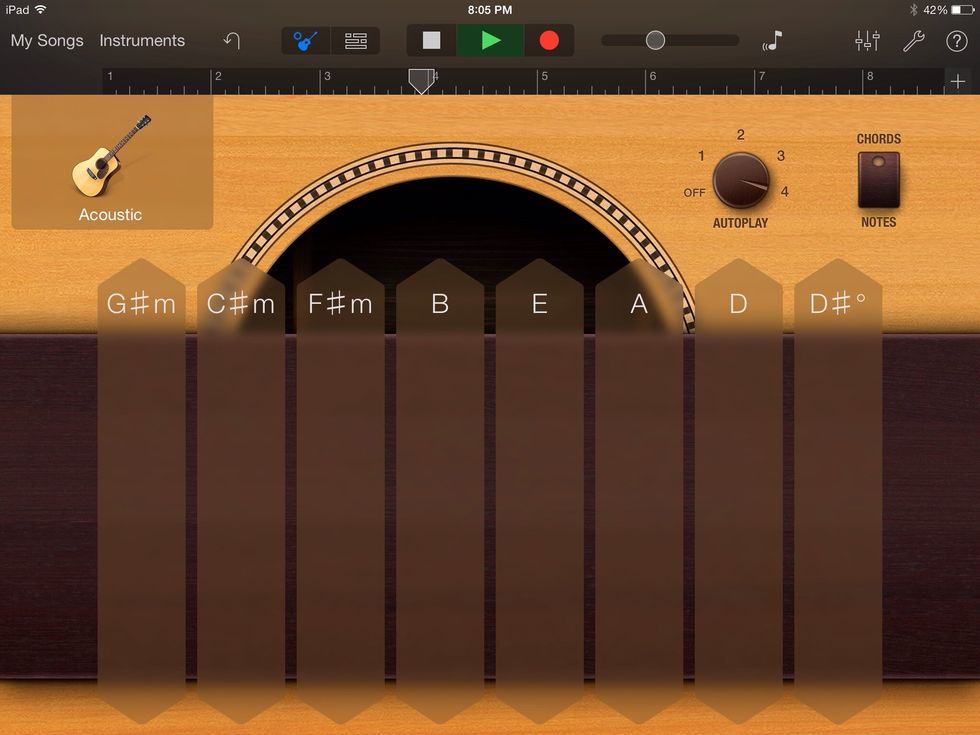 At the top of the screen, tap the play button to start the metronome.
