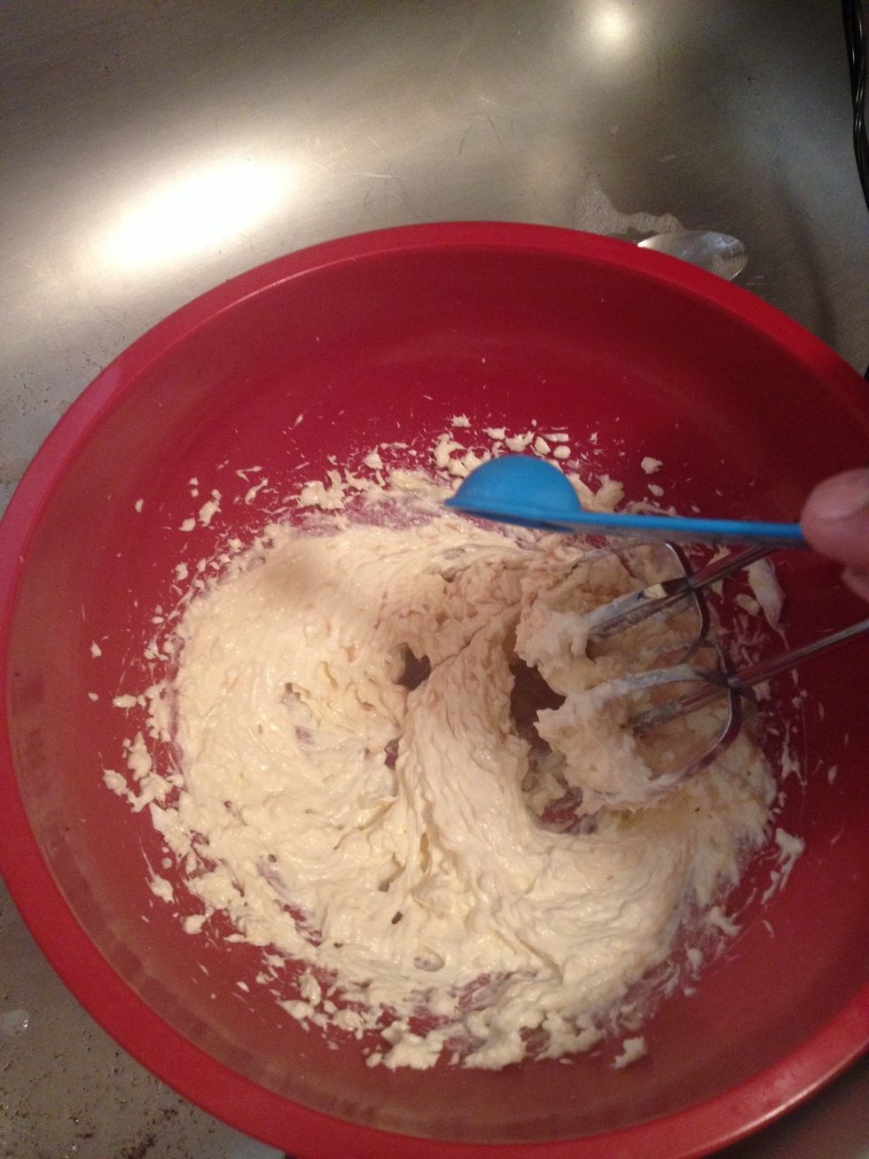 At the vanilla and mix until combined.