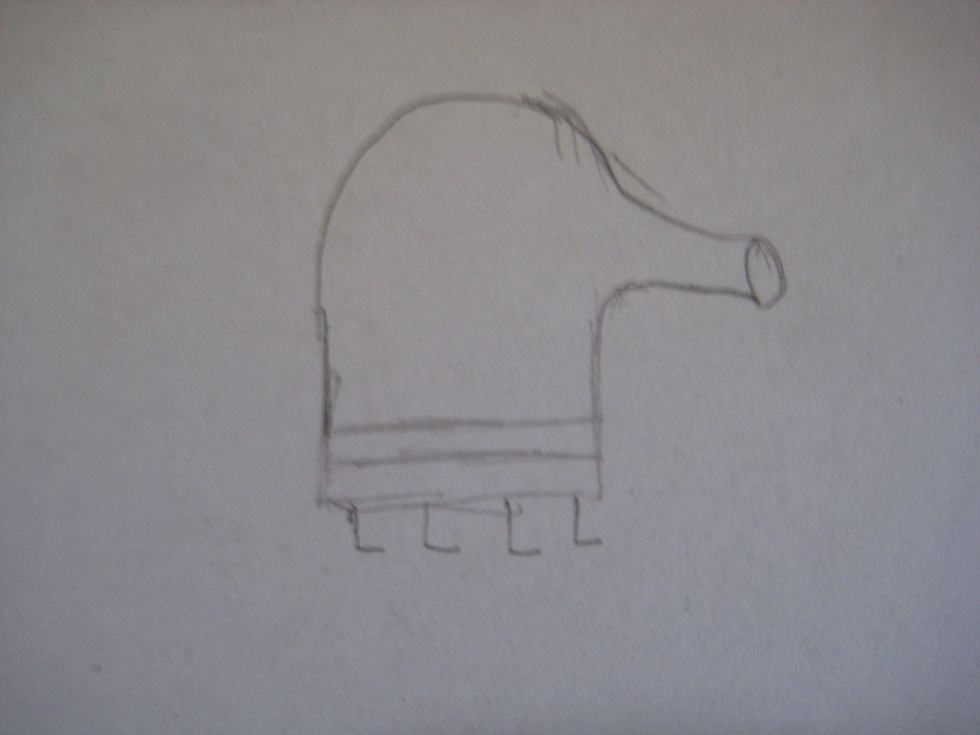 At the very bottom, draw 4 L shaped legs so your doodle jump figure can stand.