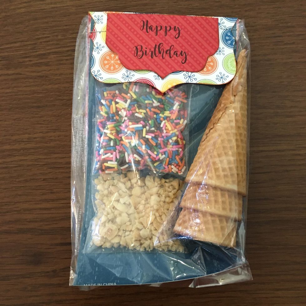 At this point bag should look like this. Now time to make the ice cream cone.