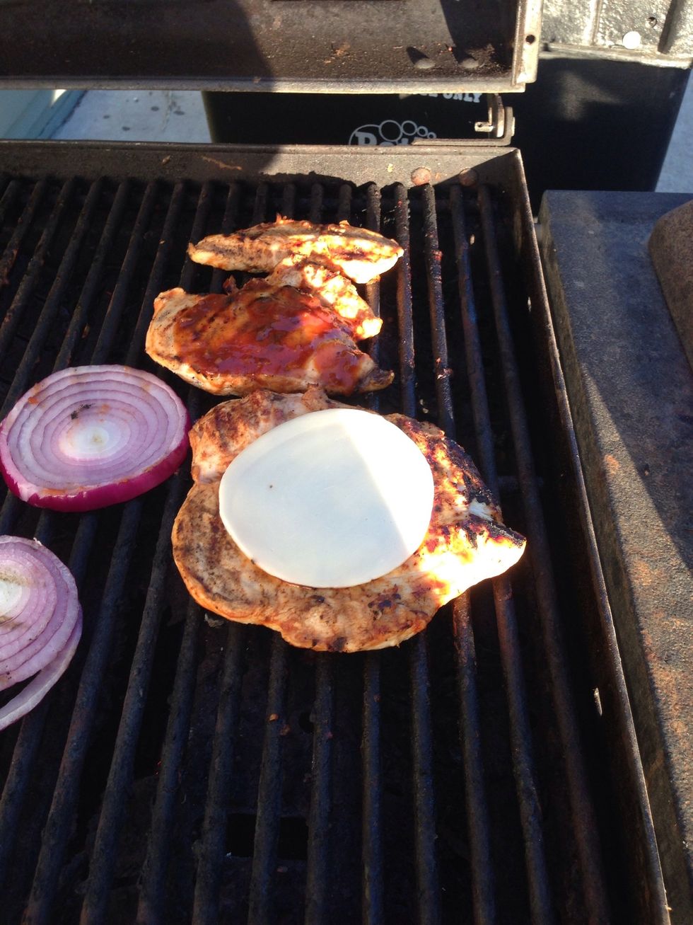 At this point, I added cheese on top of the chicken.