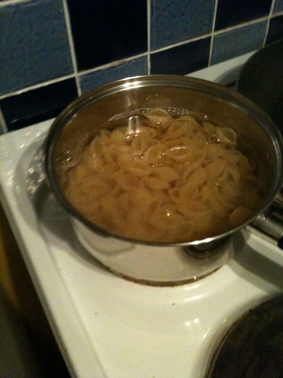 At this point I put on some pasta to boil. But you can have this with whatever sides you like.