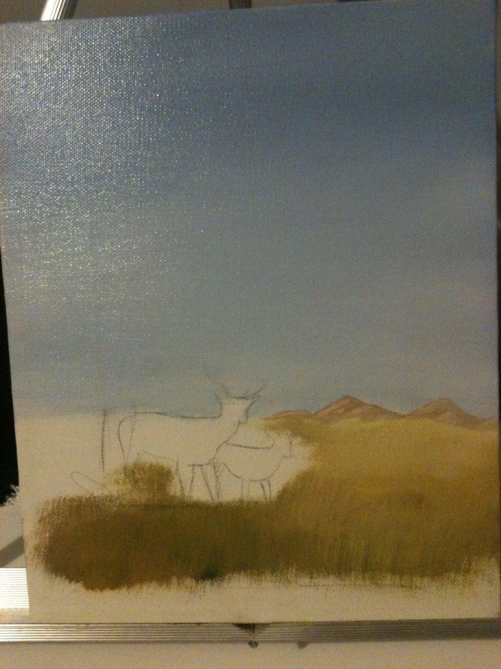 At this point my iPhone wouldn't take video anymore :*( . I'm just pulling down the color. It needs to be darker in the front and lighter in the back. I used the fan brush.