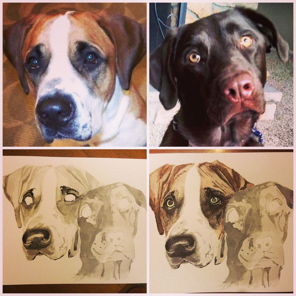 At this point you begin to work with the colors. To me it is easier to wash after shading because I work my colors extremely translucent (very watered down and almost clear). Layer after layer.