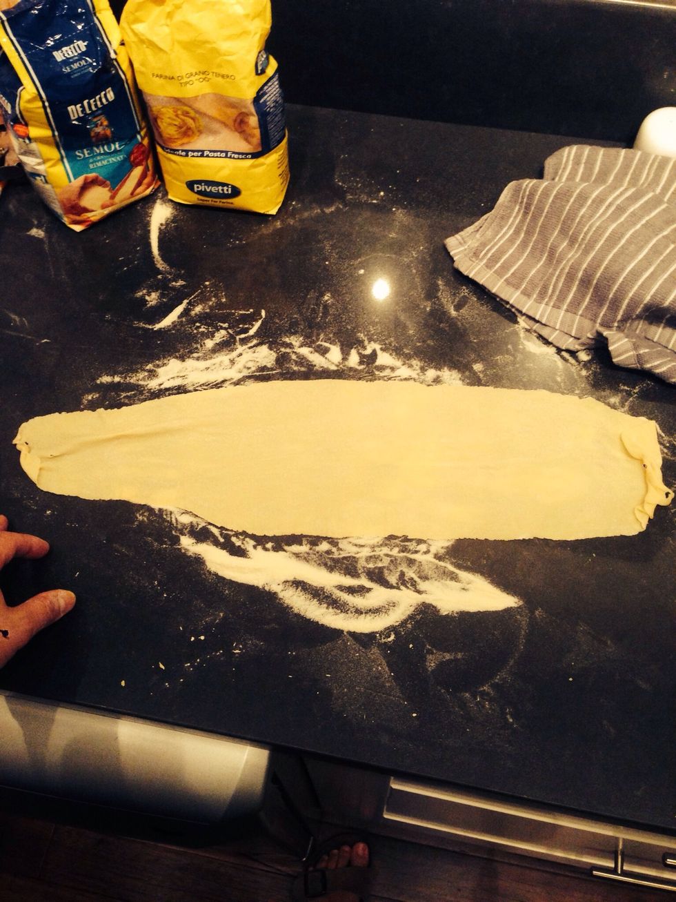 At this point you can make any pasta you like - ravioli, pappardelle, spaghetti or the one I chose is fettuccini