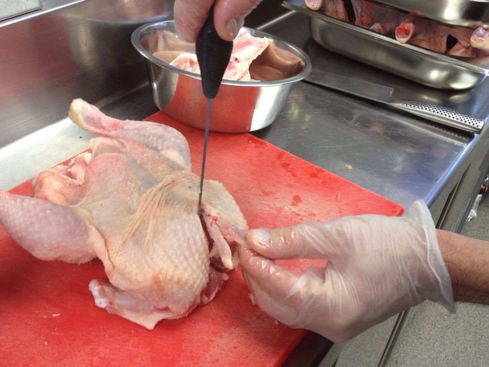 At this point you can remove the wishbone ( also use in stock)