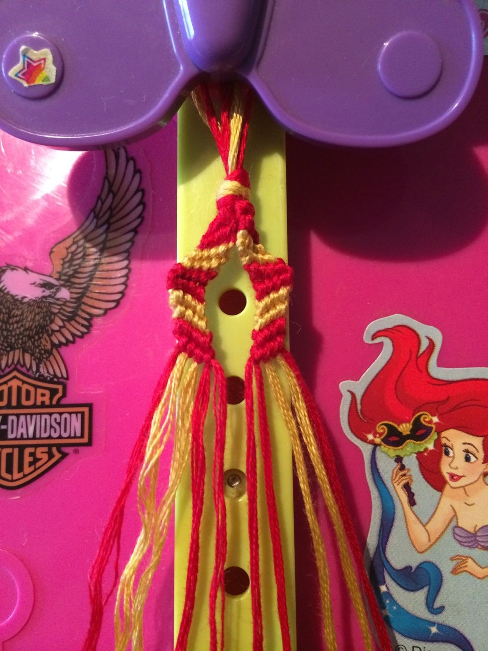 At this point you can see the shape of the bracelet. If you just let it sit there both sides of your bracelet will try and touch each other.