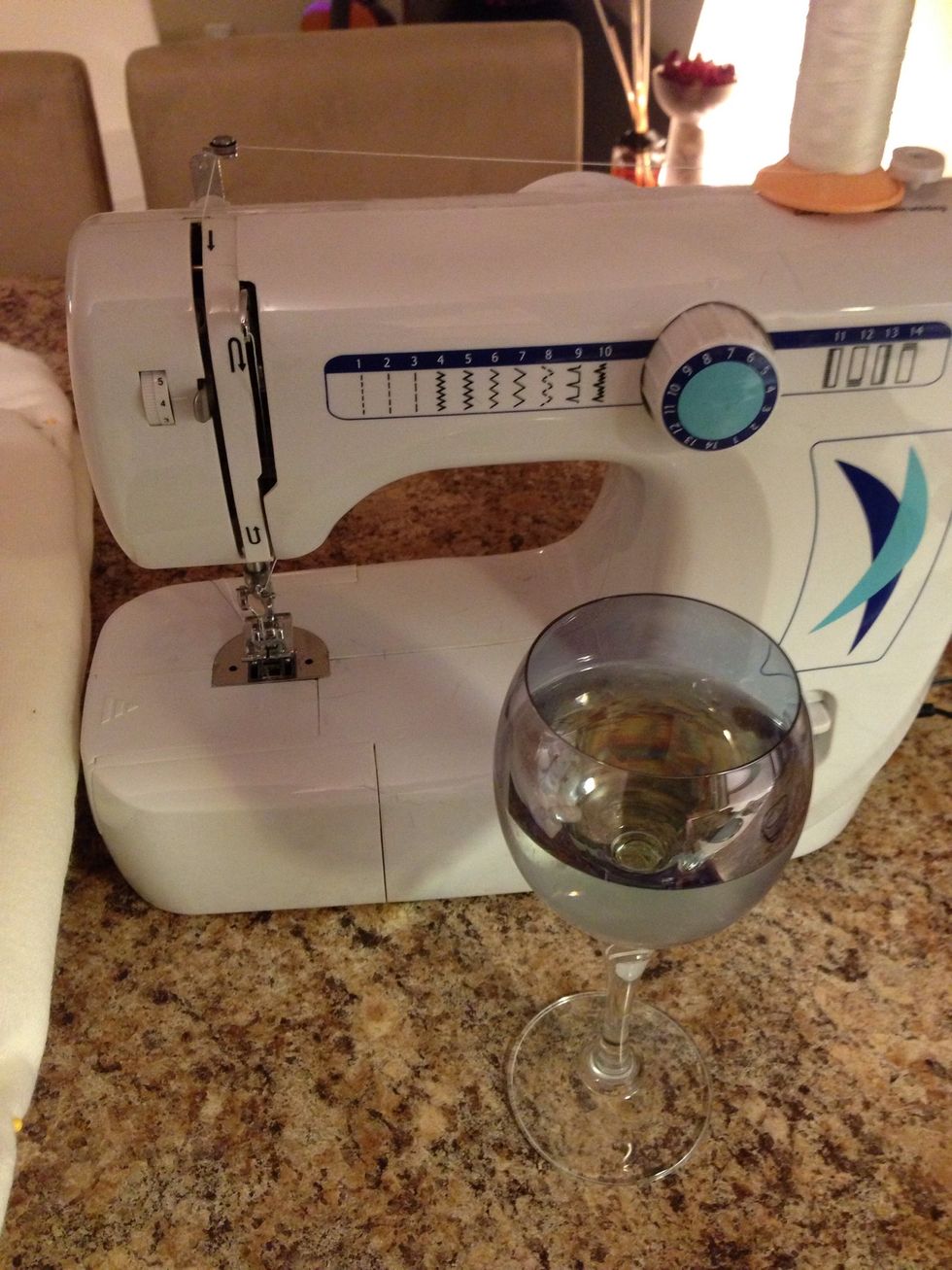 At this stage get a glass of wine and the sewing machine.