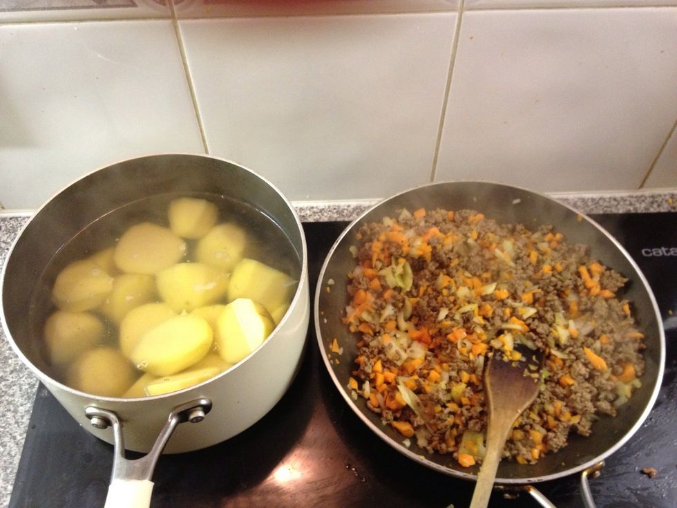 At this stage, I got my potatoes on to boil.