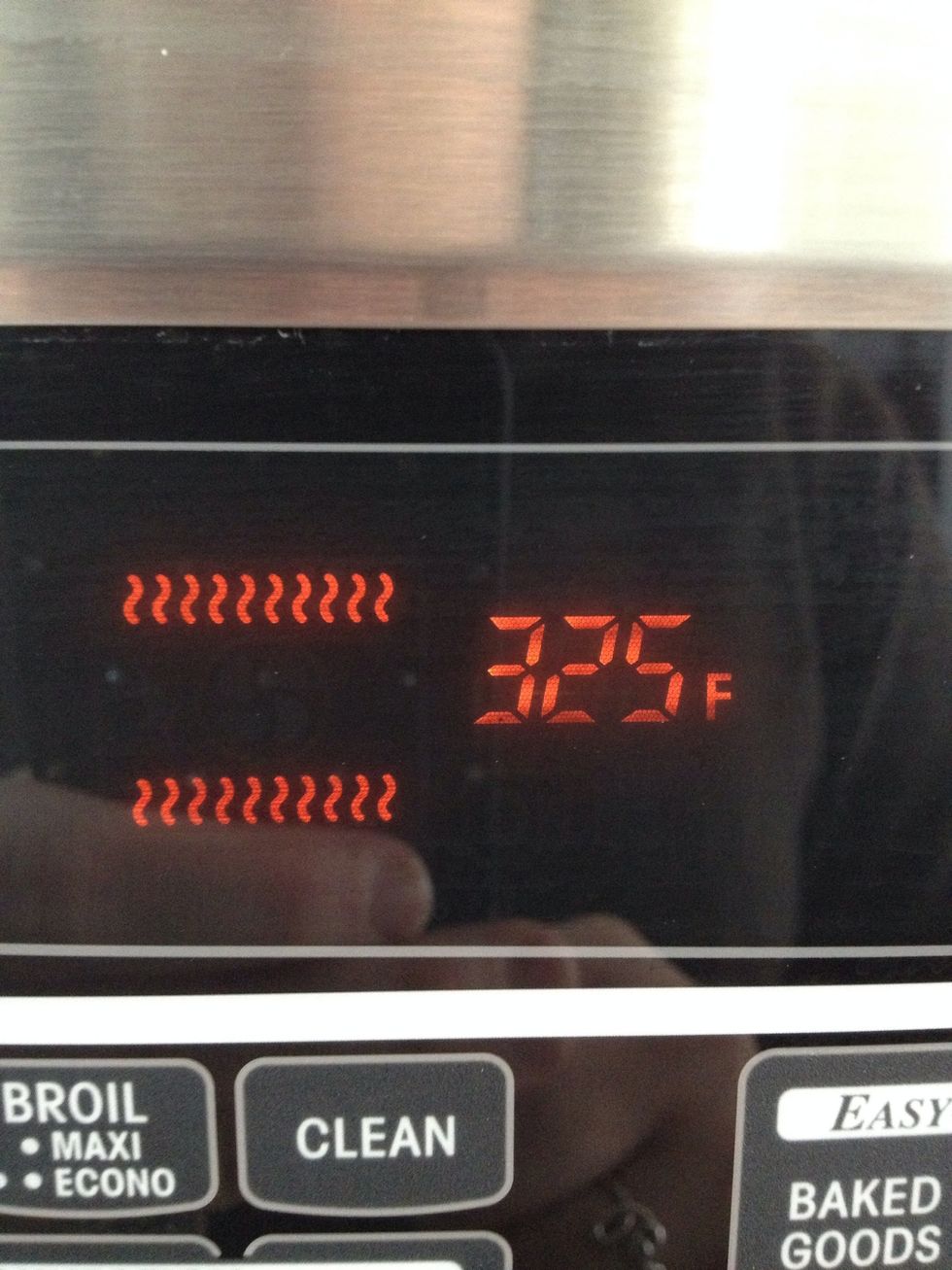 At this time preheat the oven to 325\u00b0.