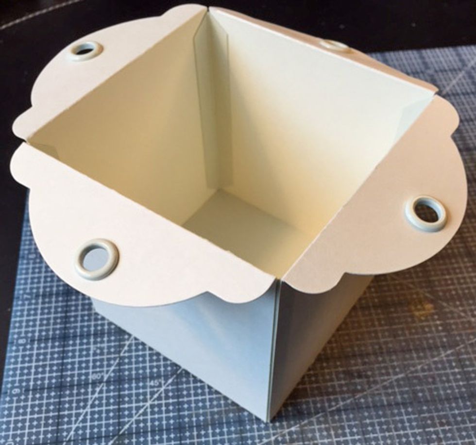 Attach card stock square to bottom tabs.