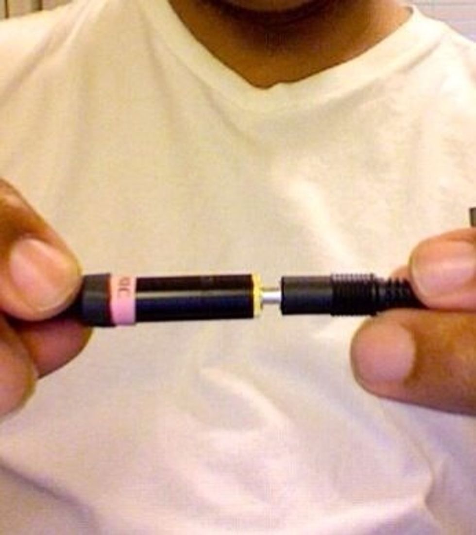 Attach external mic to audio cable adapter.