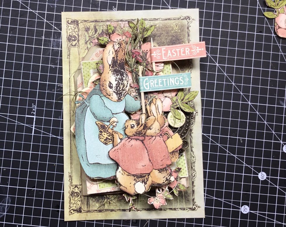 Attach folded tag to the backing as shown.