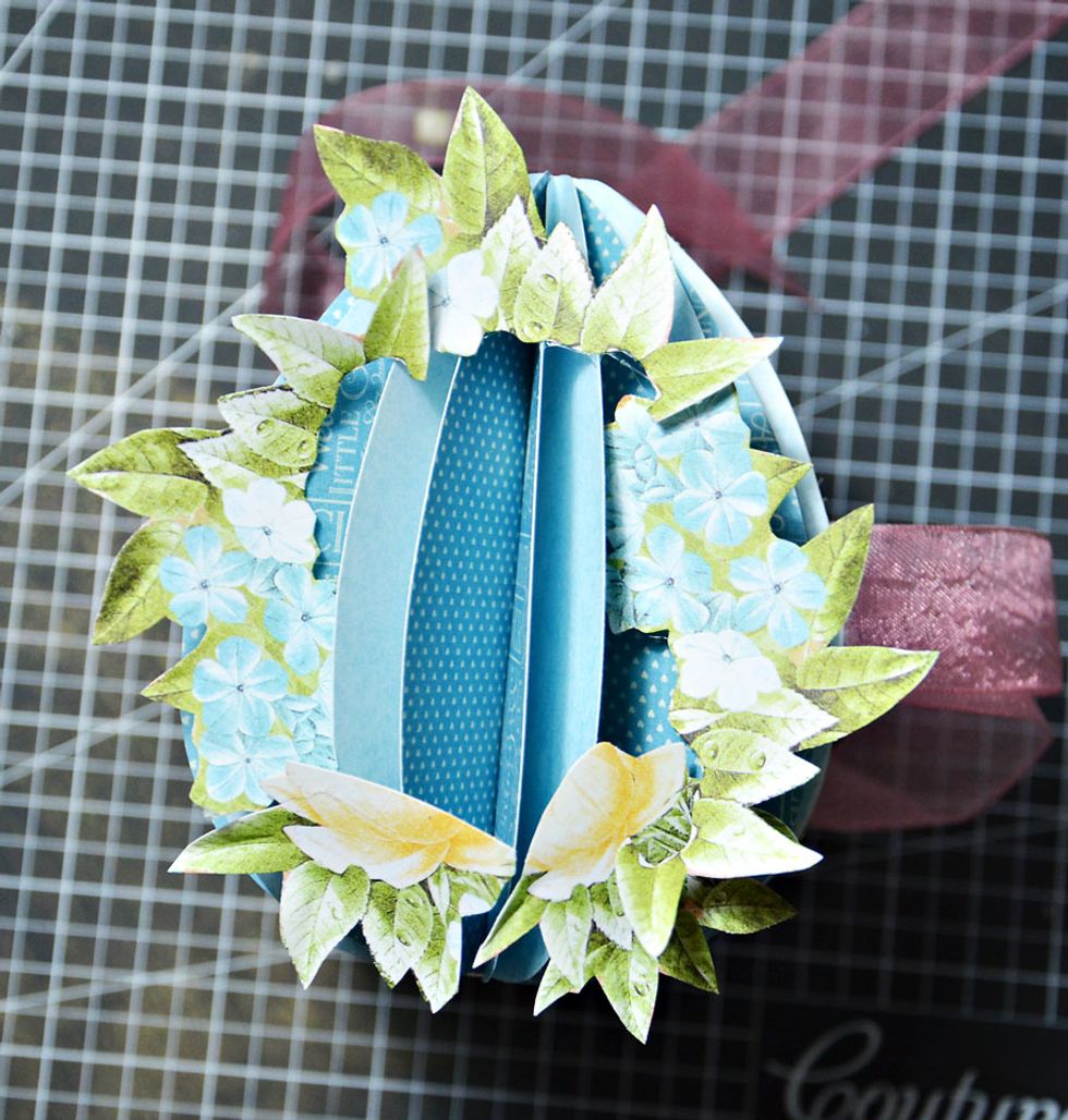 Attach fussy cut pieces as shown. These are from Graphic 45 Precious Memories collection paper.