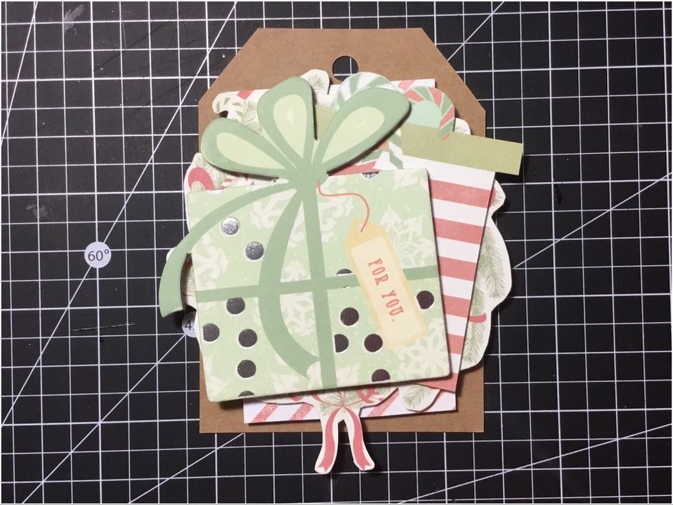 Attach large Sweet Peppermint chipboard present, as shown.