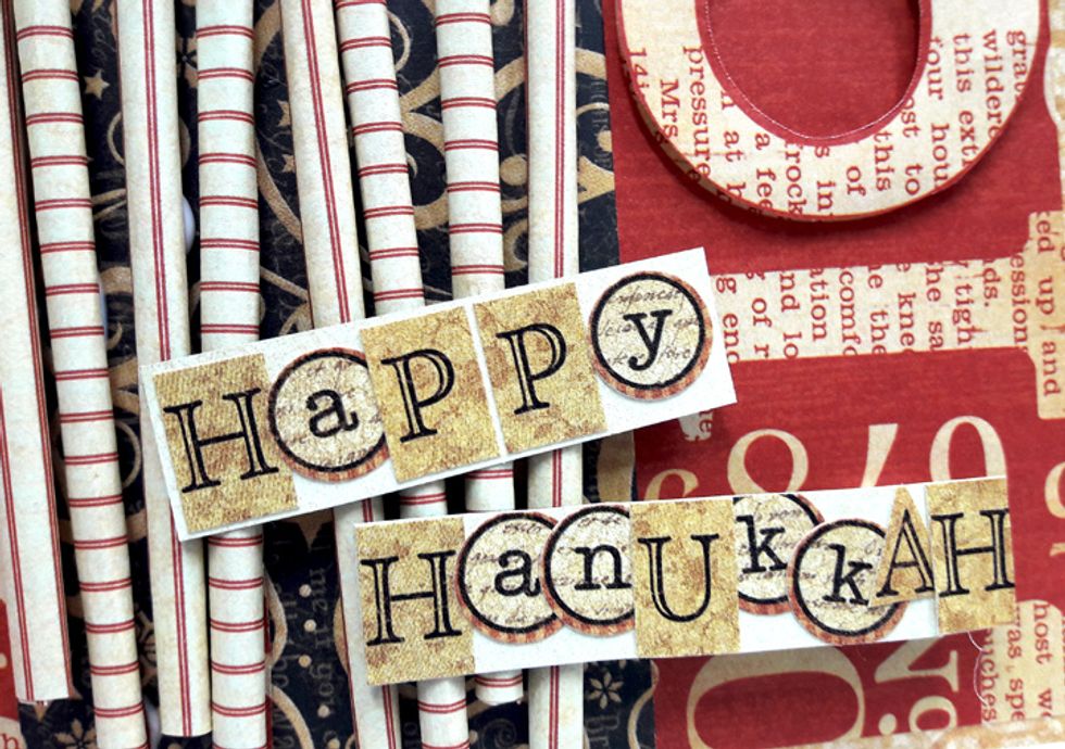 Attach letter stickers to piece of scrap paper and add to front of card