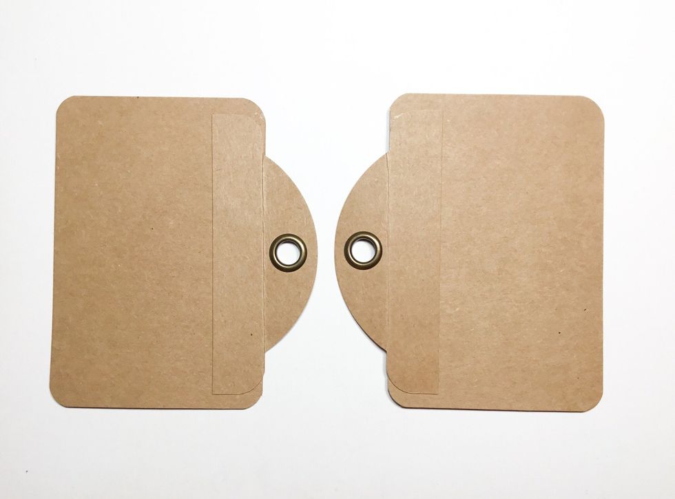 Attach pieces as shown. These will become the front and back covers.