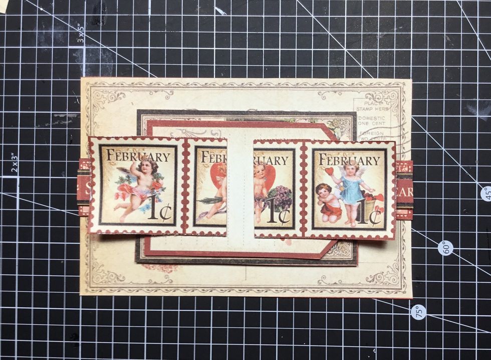 Attach stamp piece as shown.