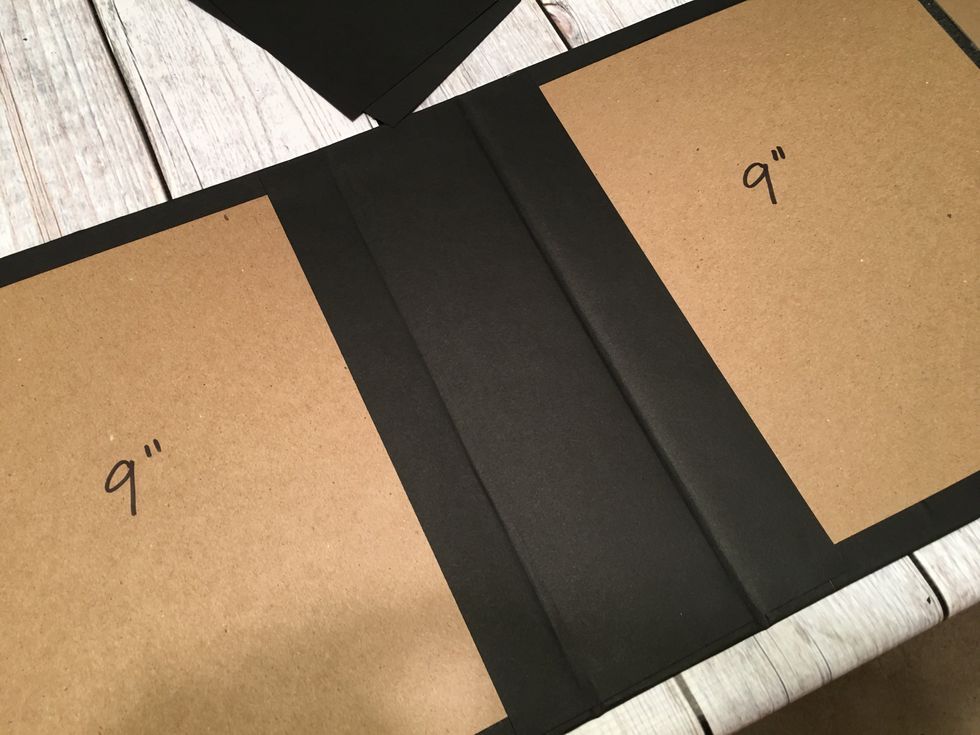 Attach the 5 1/2" wide piece over the 2 1/2" spine section